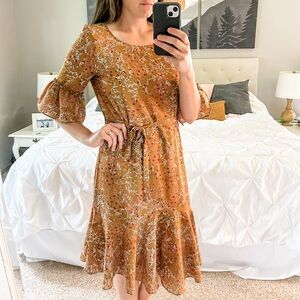 Anna & Chris mustard floral dress
